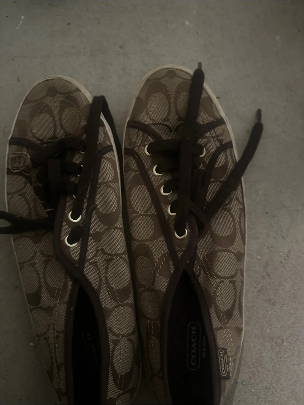 Coach Brown Signature Canvas Lace-Up Sneakers